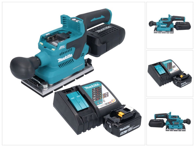 Makita DBO 381 RT1U 18 V 93 x 185 mm Vibrofinitrice a batteria senza spazzole + 1x batteria 5,0 Ah + caricabatterie