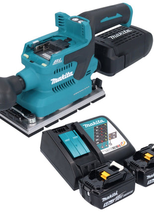 Makita DBO 381 RTU Ponceuse vibrante sans fil 18 V 93 x 185 mm Brushless + 2x batterie 5,0 Ah + chargeur