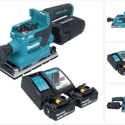 Makita DBO 381 RTU 18 V 93 x 185 mm Vibrofinitrice a batteria senza spazzole + 2 batterie da 5,0 Ah + caricabatterie