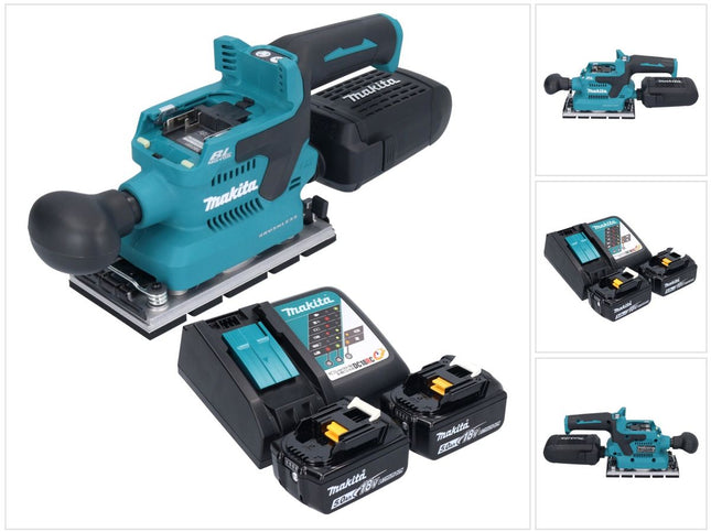 Makita DBO 381 RTU 18 V 93 x 185 mm Vibrofinitrice a batteria senza spazzole + 2 batterie da 5,0 Ah + caricabatterie