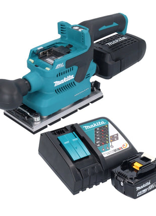 Makita DBO 381 RG1U Akumulatorowa szlifierka oscylacyjna 18 V 93 x 185 mm bezszczotkowa + 1x akumulator 6,0 Ah + ładowarka