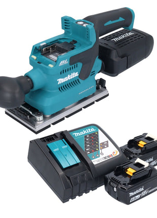 Makita DBO 381 RGU Akku Schwingschleifer 18 V 93 x 185 mm Brushless + 2x Akku 6,0 Ah + Ladegerät