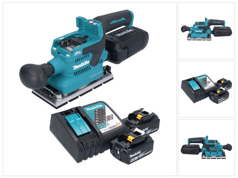 Makita DBO 381 RGU Ponceuse vibrante sans fil 18 V 93 x 185 mm Brushless + 2x batterie 6,0 Ah + chargeur