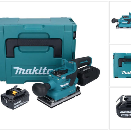 Makita DBO 381 F1JU 18 V 93 x 185 mm Levigatrice vibrante a batteria senza spazzole + 1x batteria 3,0 Ah + Makpac - senza caricabatterie