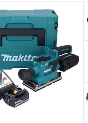 Makita DBO 381 RM1JU Akumulatorowa szlifierka oscylacyjna 18 V 93 x 185 mm bezszczotkowa + 1x akumulator 4,0 Ah + ładowarka + Makpac