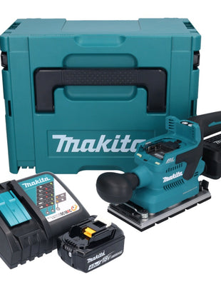 Makita DBO 381 RM1JU Akku Schwingschleifer 18 V 93 x 185 mm Brushless + 1x Akku 4,0 Ah + Ladegerät + Makpac