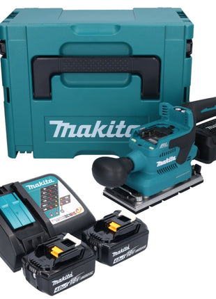 Makita DBO 381 RMJU Akku Schwingschleifer 18 V 93 x 185 mm Brushless + 2x Akku 4,0 Ah + Ladegerät + Makpac