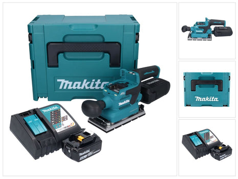 Makita DBO 381 RT1JU Akumulatorowa szlifierka oscylacyjna 18 V 93 x 185 mm bezszczotkowa + 1x akumulator 5,0 Ah + ładowarka + Makpac