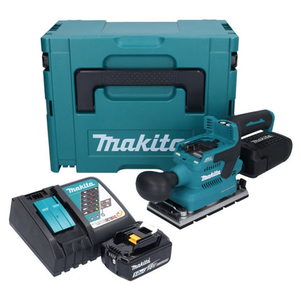 Makita DBO 381 RT1JU 18 V 93 x 185 mm Levigatrice vibrante a batteria senza spazzole + 1x batteria 5,0 Ah + caricabatterie + Makpac