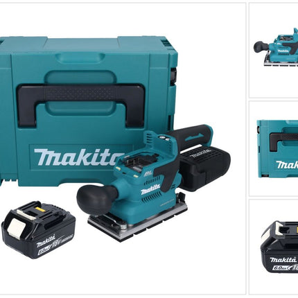 Makita DBO 381 G1JU 18 V 93 x 185 mm Levigatrice vibrante a batteria senza spazzole + 1x batteria da 6,0 Ah + Makpac - senza caricabatterie
