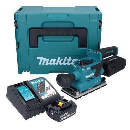 Makita DBO 381 RG1JU 18 V 93 x 185 mm Vibrofinitrice a batteria senza spazzole + 1x batteria 6,0 Ah + caricabatterie + Makpac