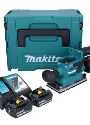 Makita DBO 381 RGJU Ponceuse vibrante sans fil 18 V 93 x 185 mm Brushless + 2x batterie 6,0 Ah + chargeur + Makpac