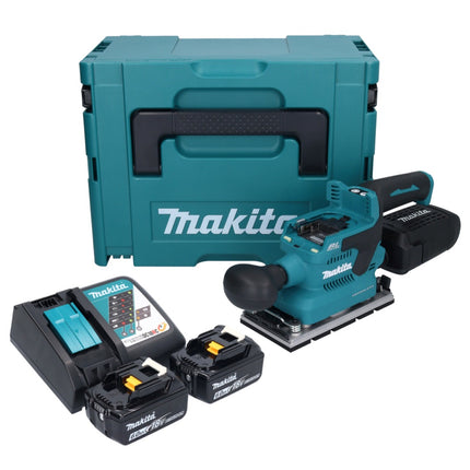Makita DBO 381 RGJU 18 V 93 x 185 mm Levigatrice vibrante a batteria senza spazzole + 2x batteria 6,0 Ah + caricabatterie + Makpac