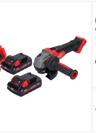 Milwaukee M18 FSAG125X-302 Akumulatorowa szlifierka kątowa 18 V 125 mm bezszczotkowa + 2x akumulator 3,0 Ah + ładowarka