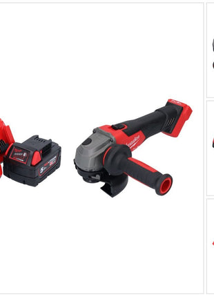 Milwaukee M18 FSAG125X-501 akumulatorowa szlifierka kątowa 18 V 125 mm bezszczotkowa + 1x akumulator 5,0 Ah + ładowarka