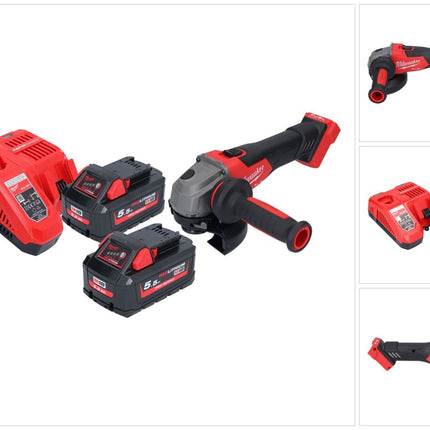 Milwaukee M18 FSAG125X-552 Akku Winkelschleifer 18 V 125 mm Brushless + 2x Akku 5,5 Ah + Ladegerät
