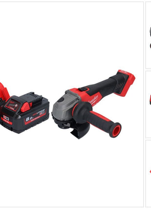 Amoladora angular a batería Milwaukee M18 FSAG125X-801 18 V 125 mm sin escobillas + 1x batería 8,0 Ah + cargador