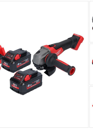 Amoladora angular a batería Milwaukee M18 FSAG125X-802 18 V 125 mm sin escobillas + 2x baterías 8,0 Ah + cargador