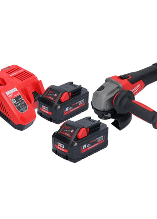 Amoladora angular a batería Milwaukee M18 FSAG125X-802 18 V 125 mm sin escobillas + 2x baterías 8,0 Ah + cargador