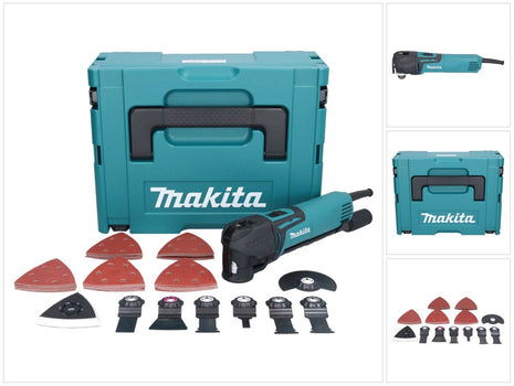 Makita TM 3010 CX3J outil multifonctionnel 320 W OIS / Starlock + 59 pcs. kit d'accessoires + Makpac