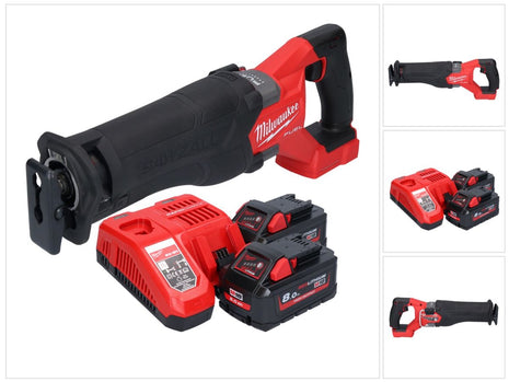 Milwaukee M18 FSZ-802 Scie sabre Recipro sans fil 18 V Brushless batterie + 2x 8.0 Ah batterie + chargeur