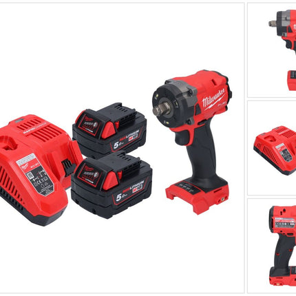 Milwaukee M18 FIW2F12-502 Avvitatore a impulsi a batteria 18 V 339 Nm 1/2" brushless + 2x batteria ricaricabile 5,0 Ah + caricabatterie