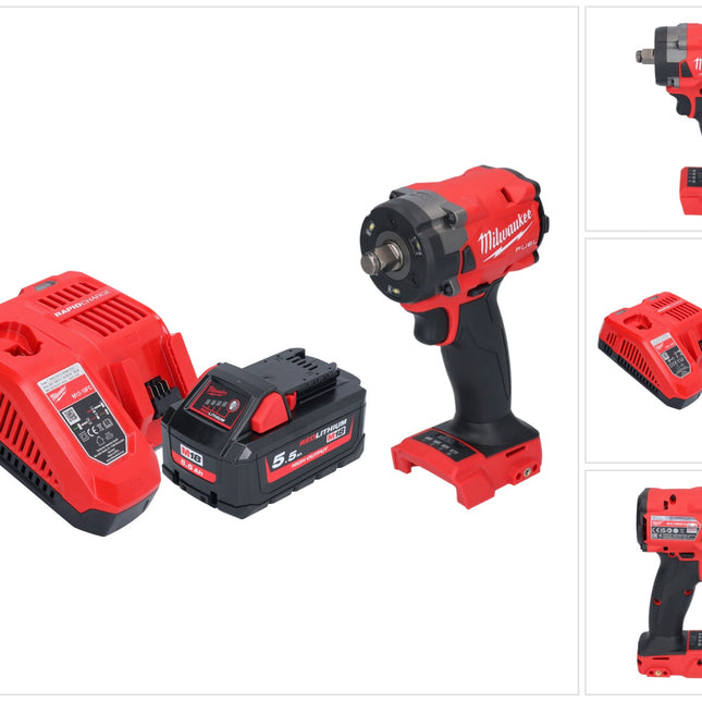 Milwaukee M18 FIW2F12 551 Akku Schlagschrauber 18 V 339 Nm 1 2 Brushless 1x Akku 5 5 Ah Ladegeraet 0 - toolbrothers