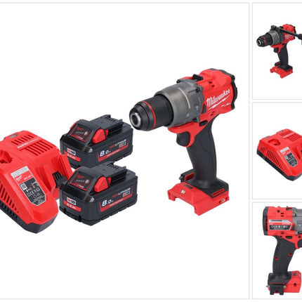 Milwaukee M18 FPD3-802 Akku Schlagbohrschrauber 18 V 158 Nm Brushless + 2x Akku 8,0 Ah + Ladegerät
