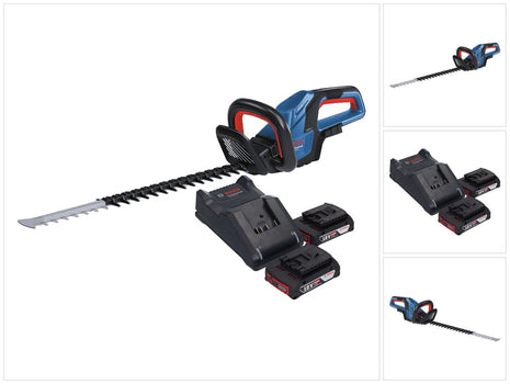 Bosch GHE 18V-60 Professional Akku Heckenschere 18 V 60 cm Brushless + 2x Akku 2,0 Ah + Ladegerät