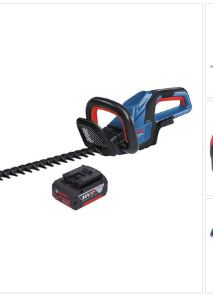 Bosch GHE 18V-60 Professional Akku Heckenschere 18 V 60 cm Brushless + 1x Akku 4,0 Ah - ohne Ladegerät