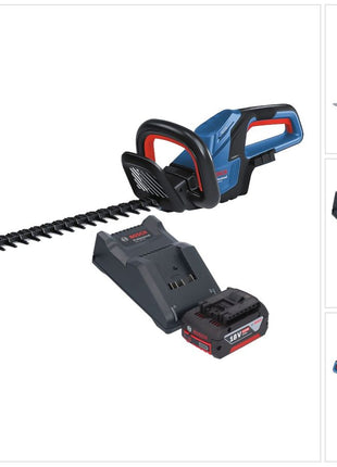 Bosch GHE 18V-60 Professional Akku Heckenschere 18 V 60 cm Brushless + 1x Akku 4,0 Ah + Ladegerät