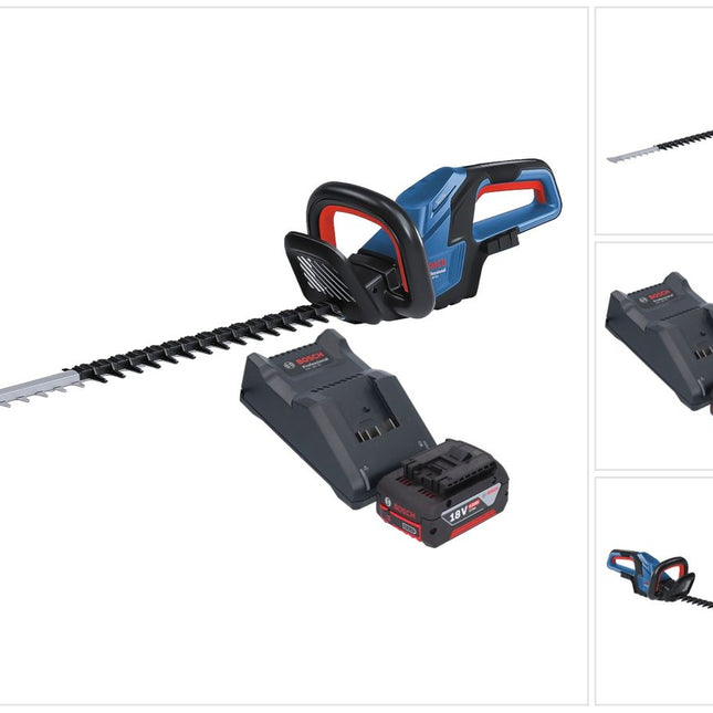 Bosch GHE 18V-60 Tagliasiepi professionale a batteria 18 V 60 cm senza spazzole + 1x batteria 4,0 Ah + caricabatterie