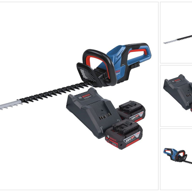 Bosch GHE 18V-60 Tagliasiepi professionale a batteria 18 V 60 cm senza spazzole + 2x batteria 4,0 Ah + caricabatterie