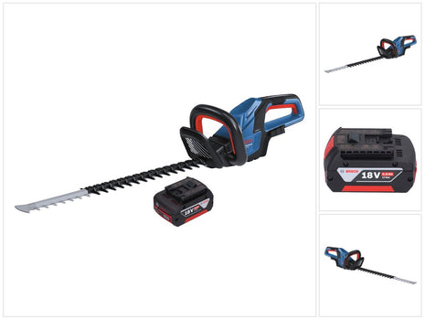 Bosch GHE 18V-60 Tagliasiepi professionale a batteria 18 V 60 cm senza spazzole + 1x batteria ricaricabile 5,0 Ah - senza caricabatterie