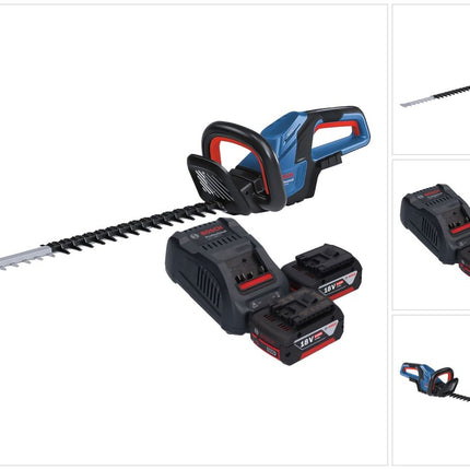 Bosch GHE 18V-60 Professional Akku Heckenschere 18 V 60 cm Brushless + 2x Akku 5,0 Ah + Ladegerät