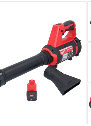 Milwaukee M12 BBL-201 Akku Gebläse 12 V + 1x Akku 2,0 Ah - ohne Ladegerät