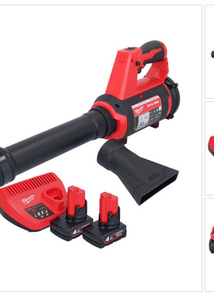 Soplador a batería Milwaukee M12 BBL-402 12 V + 2x baterías 4.0 Ah + cargador