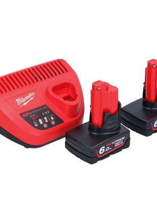 Milwaukee M12 BBL-602 akumulatorowa dmuchawa 12 V + 2x akumulator 6,0 Ah + ładowarka