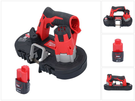 Sega a nastro a batteria Milwaukee M12 BS-201 12 V 41 x 41 mm + 1x batteria 2,0 Ah - senza caricabatterie