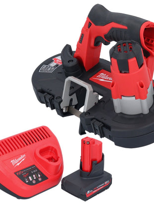 Milwaukee M12 BS-501 Akku Bandsäge 12 V 41 x 41 mm + 1x Akku 5,0 Ah + Ladegerät