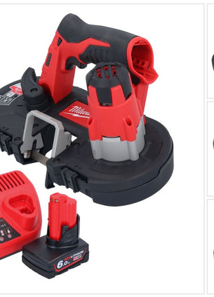 Milwaukee M12 BS-601 Akku Bandsäge 12 V 41 x 41 mm + 1x Akku 6,0 Ah + Ladegerät