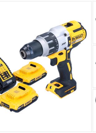 Taladro percutor inalámbrico DeWalt DCD 996 D2 18 V 95 Nm sin escobillas + 2 baterías 2,0 Ah + cargador