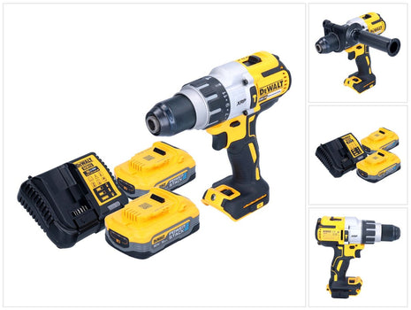 Taladro percutor inalámbrico DeWalt DCD 996 H2 18 V 95 Nm sin escobillas + 2x batería Powerstack 5,0 Ah + cargador