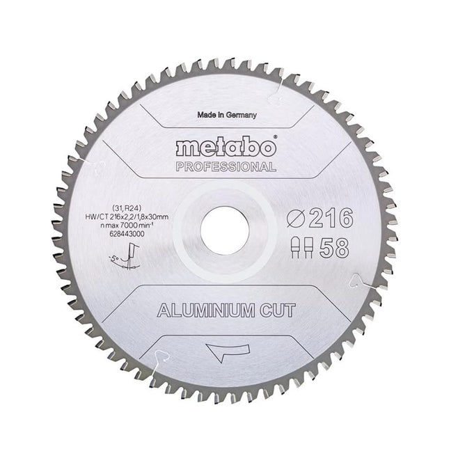 Metabo Aluminium Cut - Lama circolare professionale 216 x 30 mm Z58 FZ/TZ 5 NEG ( 628443000 ) per alluminio