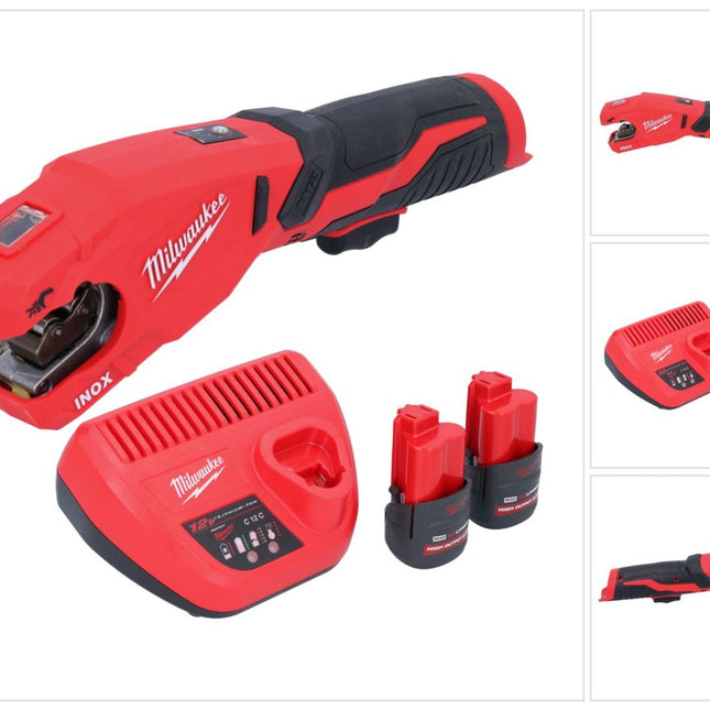 Milwaukee M12 PCSS-252 tagliatubi a batteria in acciaio inox 12 V 12 - 28 mm + 2x batteria ricaricabile 2,5 Ah + caricabatteria