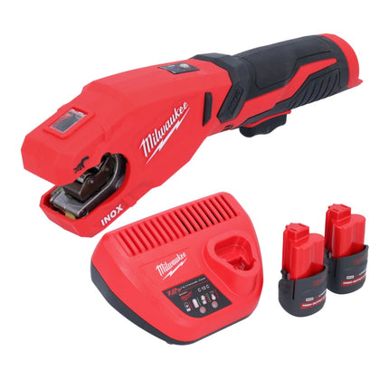 Milwaukee M12 PCSS-252 tagliatubi a batteria in acciaio inox 12 V 12 - 28 mm + 2x batteria ricaricabile 2,5 Ah + caricabatteria