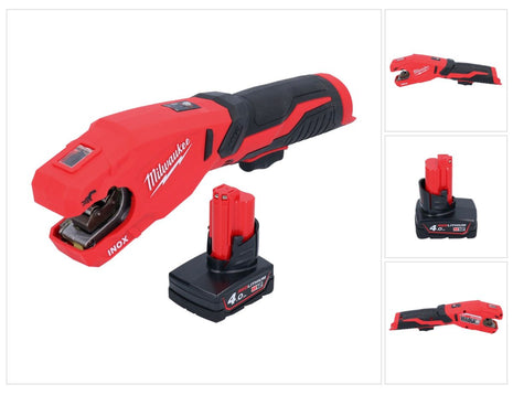 Milwaukee M12 PCSS-401 Coupe-tubes inox sans fil 12 V 12 - 28 mm + 1x batterie 4,0 Ah - sans chargeur