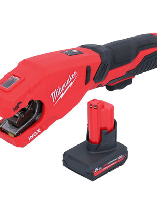 Milwaukee M12 PCSS-501 akumulatorowy obcinak do rur ze stali nierdzewnej 12 V 12 - 28 mm + 1x akumulator 5,0 Ah - bez ładowarki