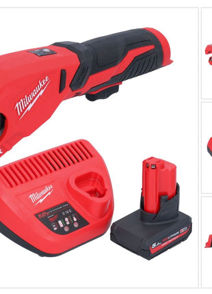 Milwaukee M12 PCSS-501 Coupe-tubes sans fil acier inoxydable 12 V 12 - 28 mm + 1x batterie 5,0 Ah + chargeur