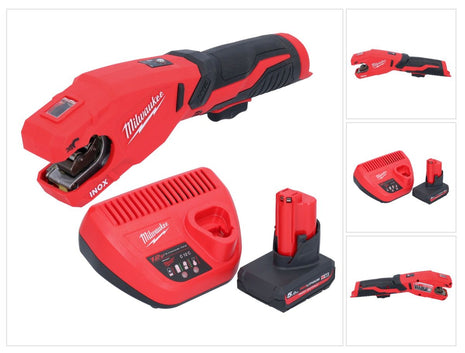 Milwaukee M12 PCSS-501 Coupe-tubes sans fil acier inoxydable 12 V 12 - 28 mm + 1x batterie 5,0 Ah + chargeur